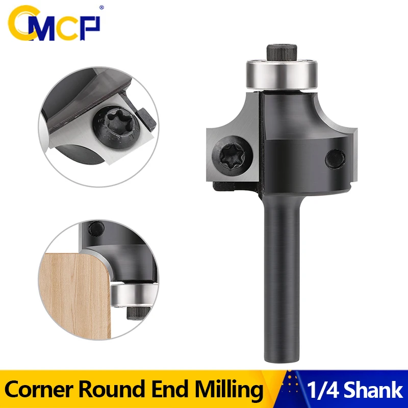 CMCP In-Tech Insert Style Carbide Corner Round End Mills 1/4 Radius 1/4 Shank Ruter Bit Woodworking Milling Cuttters