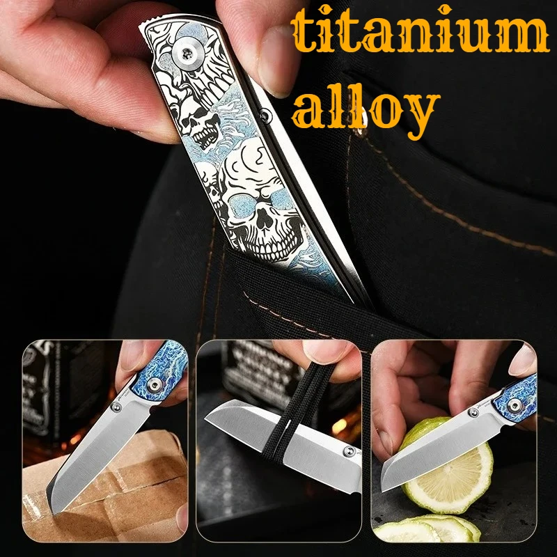 

High-end Tc4 Titanium Alloy Folding High-hardness M390 Multi-functional Folding Knife Portable Outdoor Survival EDC Hand Tool
