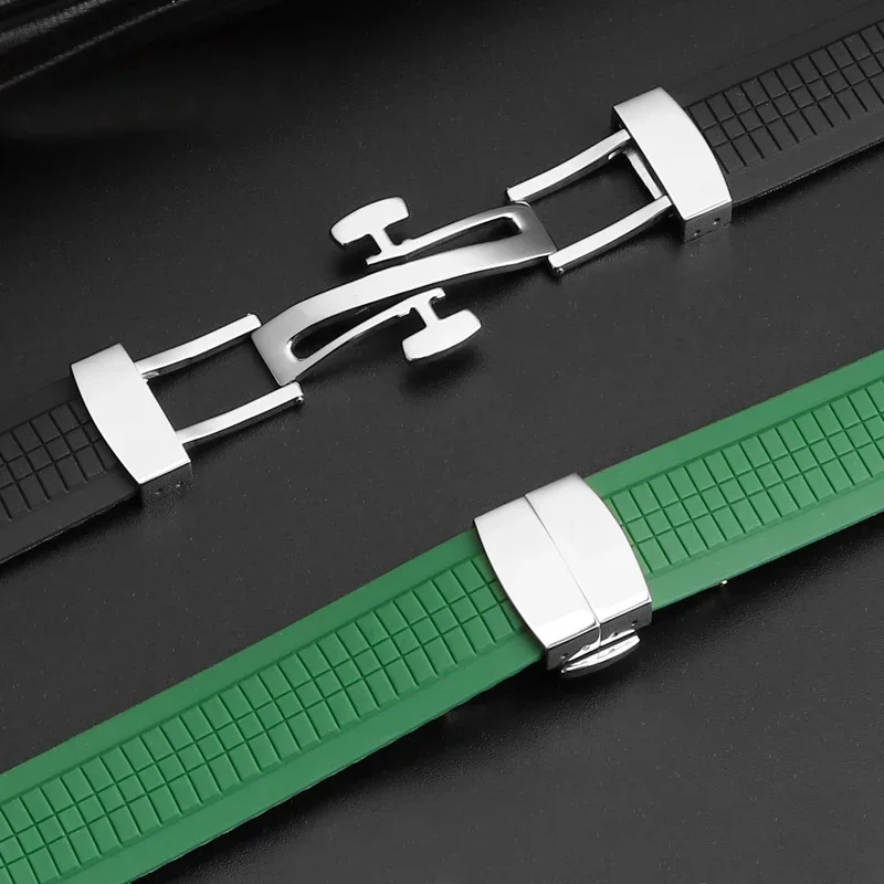 لينة المطاط حزام (استيك) ساعة Aquanaut يناسب باتيك فيليب سيليكون 5164A 5167A 5168A 21 مللي متر للطي مشبك ساعة الأشرطة