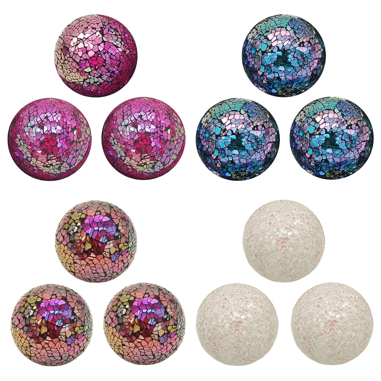 3 boules de mosaïque en verre, plaques décoratives pour centre de table, sphères de mosaïque de 8 cm pour cheminée, fête de déménagement, festival, plateau