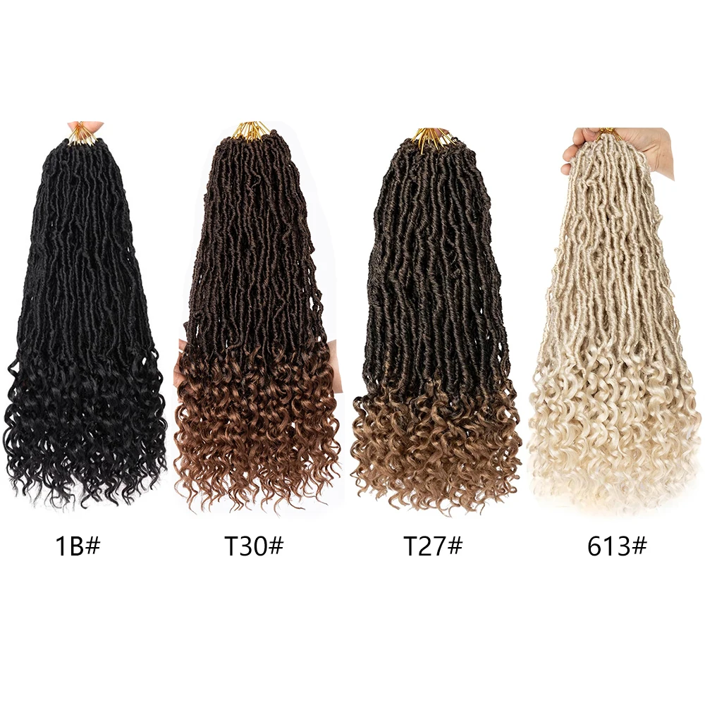 ผมถักโครเชต์ Goddess New Faux Locs 7 แพ็ค แบบ Pre-looped ผมลอนยาวนุ่ม ปลายหยิก ทำจากเส้นใยสังเคราะห์