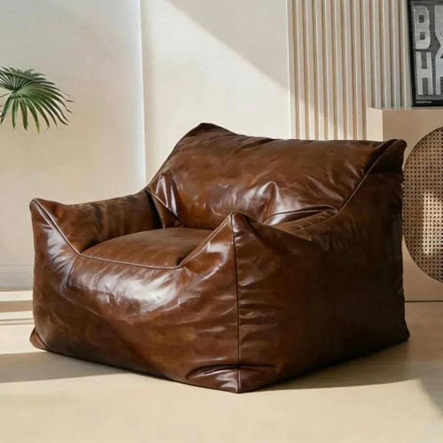 

Faux Leather Bean Bag Chair No Filler Comfortable Large Bean Bag Chair for Adults Leather Sofa/Couch Cover Beanbag Armchair Gam