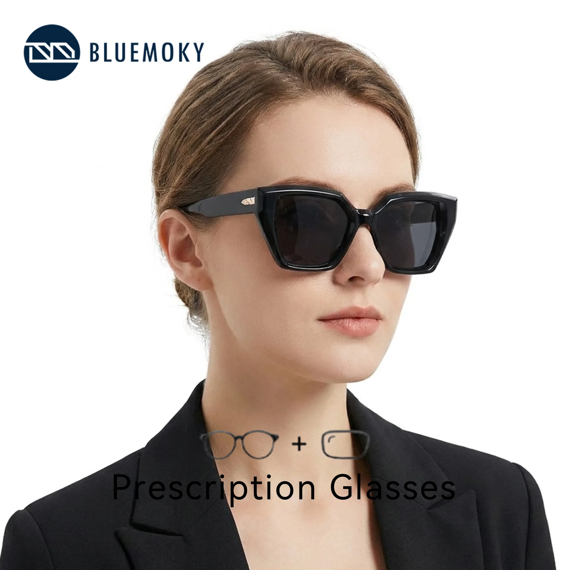 BLUEMOKY M Size Acetate Butterfly Polarized Prescription Sunglasses Woman UV400 Myopia Custom Optical Sun Glasses For Outdoor