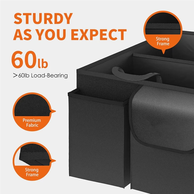 

1 Piece Trunk Organizer For Car Large-Capacity Car Organizer, Foldable Trunk Organizer Polyester For Suvs & Sedans,Gray-X67A