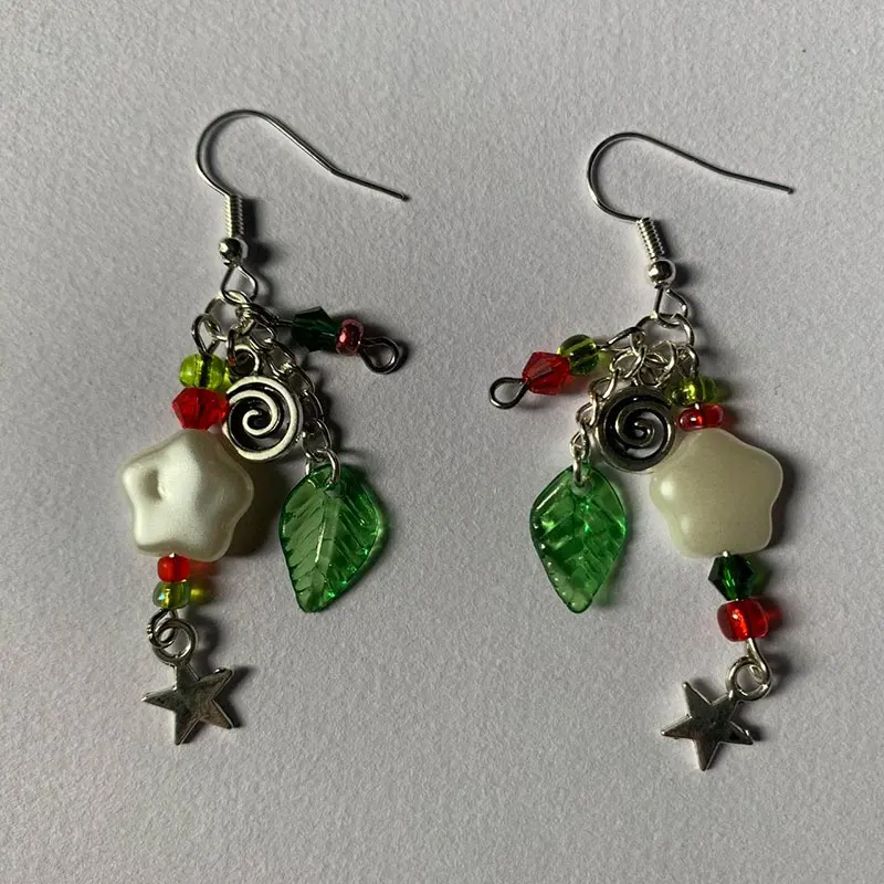 Swirl Beaded Earrings Star Leaf Fairy Leprechaun Earrings