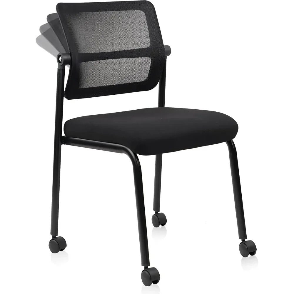 Stacking Armless Office Waiting Room Chair with Adjustable Backrest,   Chairs with Ergonomic Lumbar Support