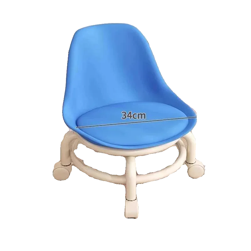 Universal Wheel Small Stool, Soft Seat Pulley, Low Stool, Children's Chair Backrest, Round Stool, Household Bench CP