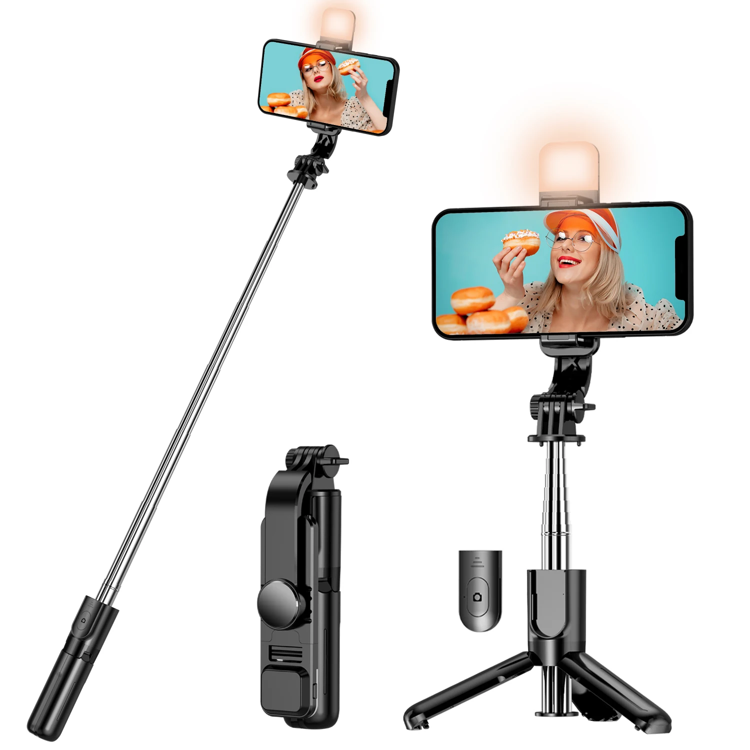 

Selfieshow L11S Fill Light 760mm Wireless Bluetooth Portable Tripod Selfie Stick Desktop Phone Stand for iPhone Samsung Xiaomi