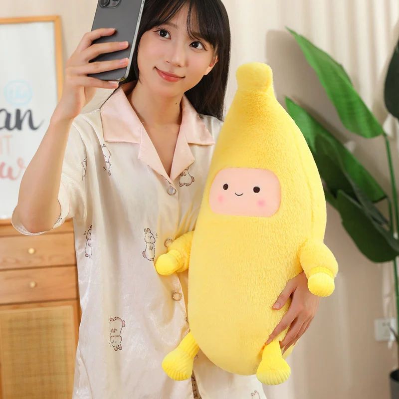 45-80 cm soffice banana peluche cuscino farcito emozione frutta cuscino figura umana peluche cuscino per dormire regalo compagno