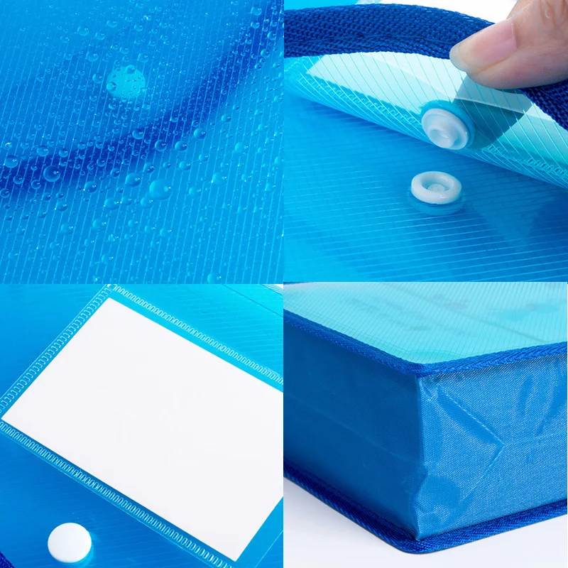 A4 Document Organizer Waterproof Translucent Document Organizer Large Capacity Transparent Snap Pouch Office School Supplies