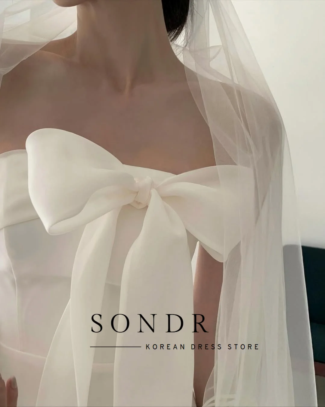 Sondr Strapless Bow Korean Wedding Dresses Floor-Length Elegant Photo Shoot Gown for Bride Customized Evening Party Dresses