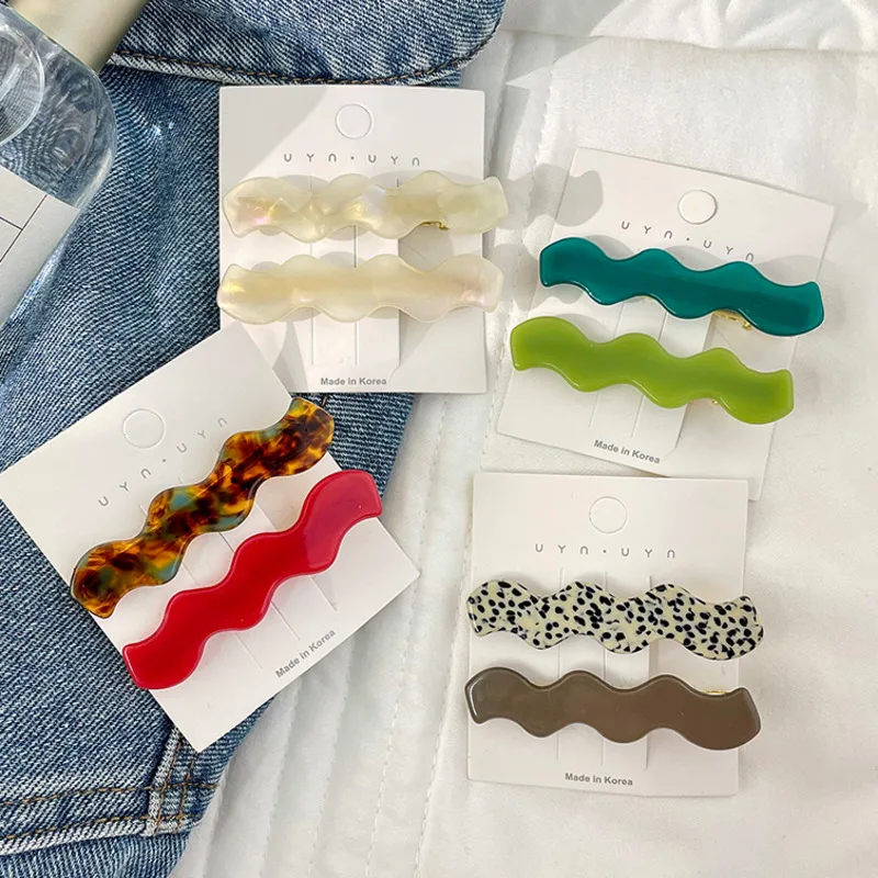 Exquisite Geometric Wave Hair Clip Pin Set Korean Acetate Barrettes For Women Headwear Fashion Hairgrip Hair Accessories Jewelry