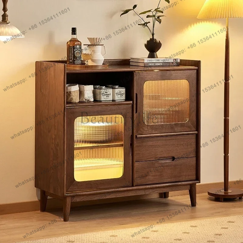 Black walnut side cabinet Nordic simple wrong side cabinet Home restaurant locker