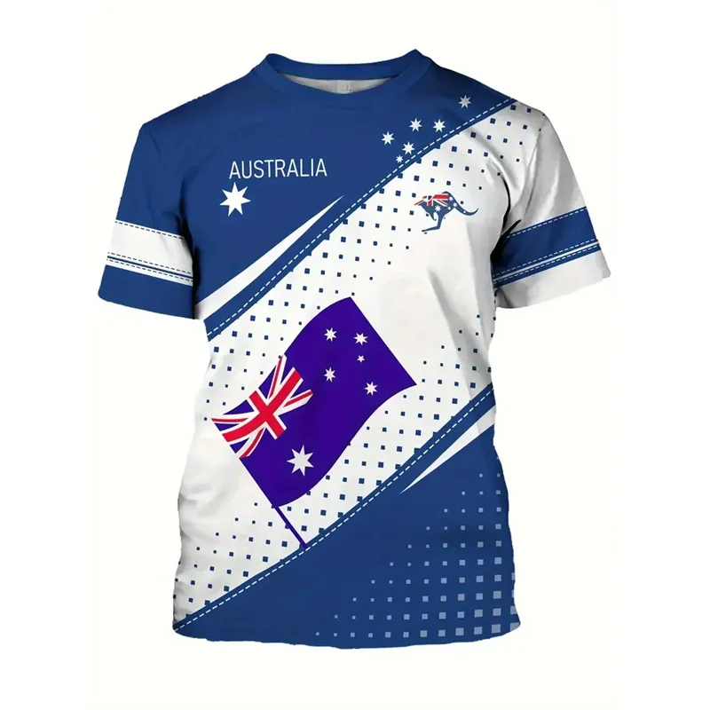 

Australia National Flag T-shirt For Men's Clothing 3d Printed Landmark Building T Shirts Kangaroo Koala Animal O-neck Tees Tops