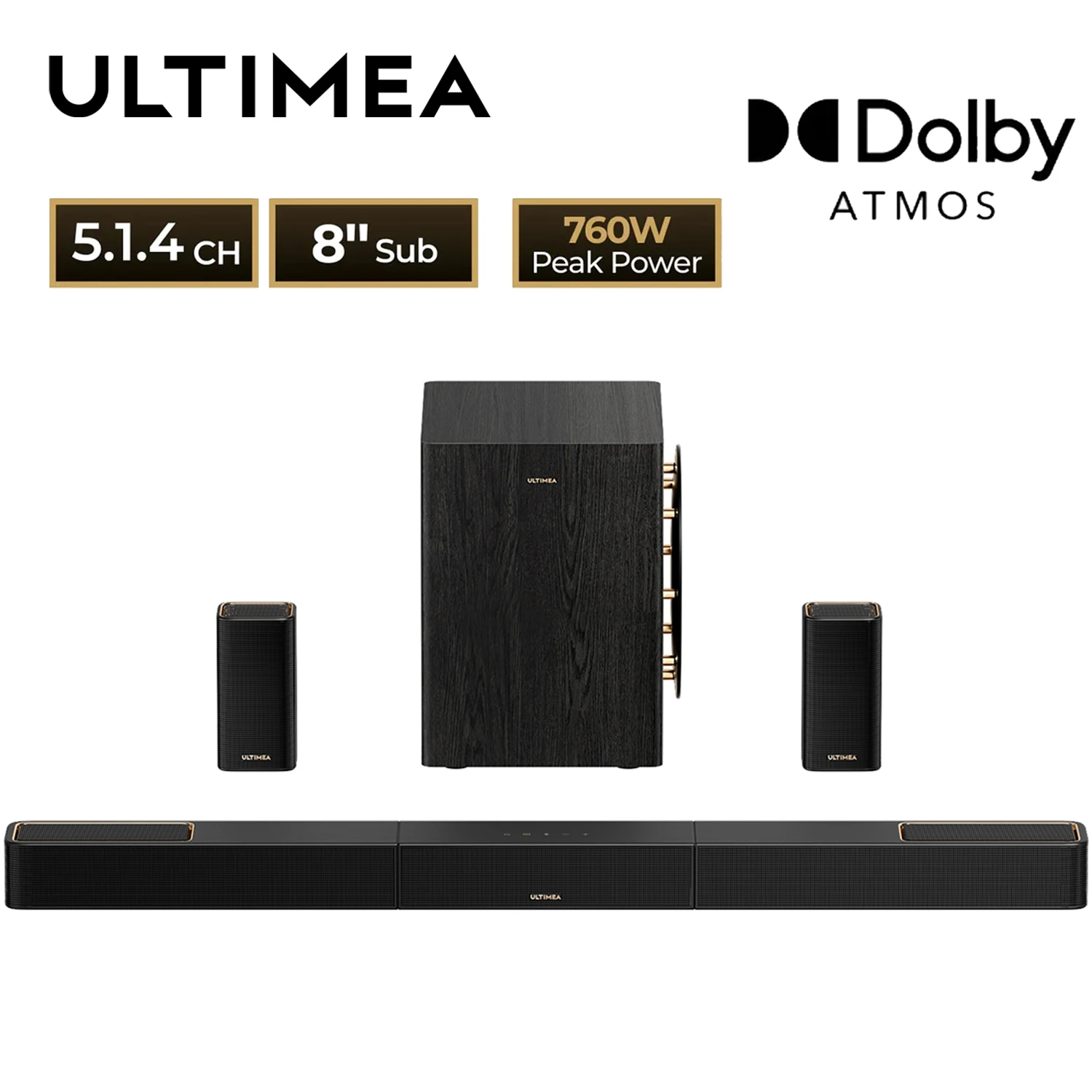 ULTIMEA Skywave Series 5.1.4ch Wireless Surround Sound System for TV with Dolby Atmos Home Cinema Bluetooth Speaker Subowoofer