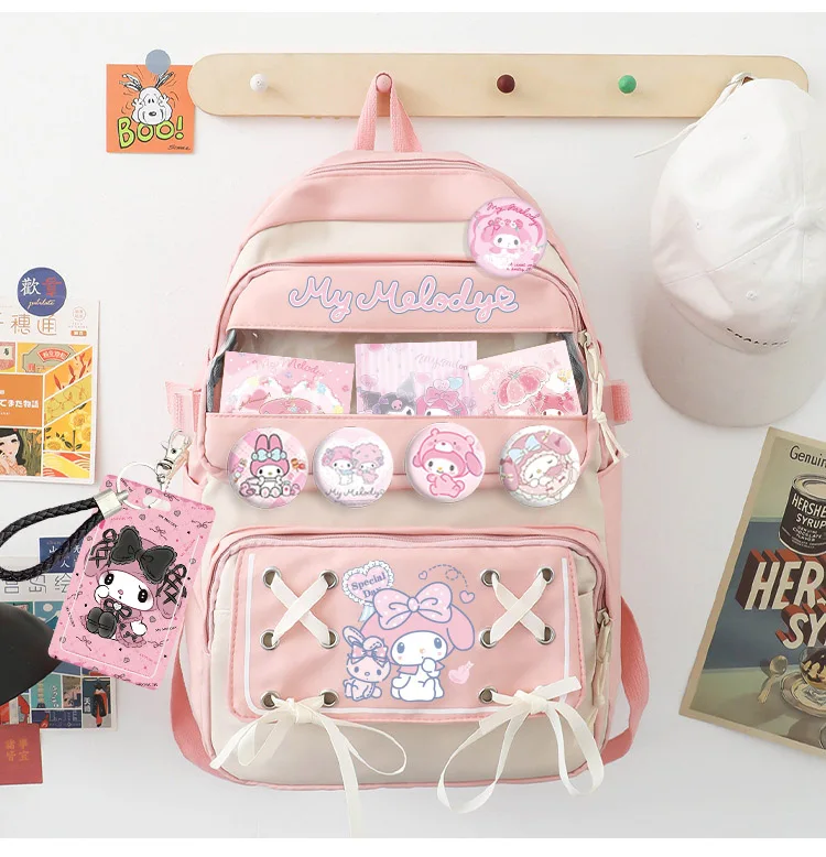 Sanrio Kuromi Hello Kitty Backpack Cinnamoroll My Melody Anime Backpack Student Computer Large Capacity SchoolBag Cute Girl