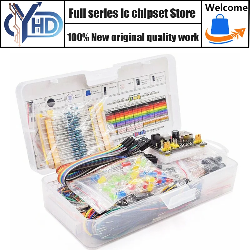 Electronic Components Electrolytic Capacitor Resistor led 830 Hole Breadboard Kit MB-102 for UNO Component Kit Beginner Starter