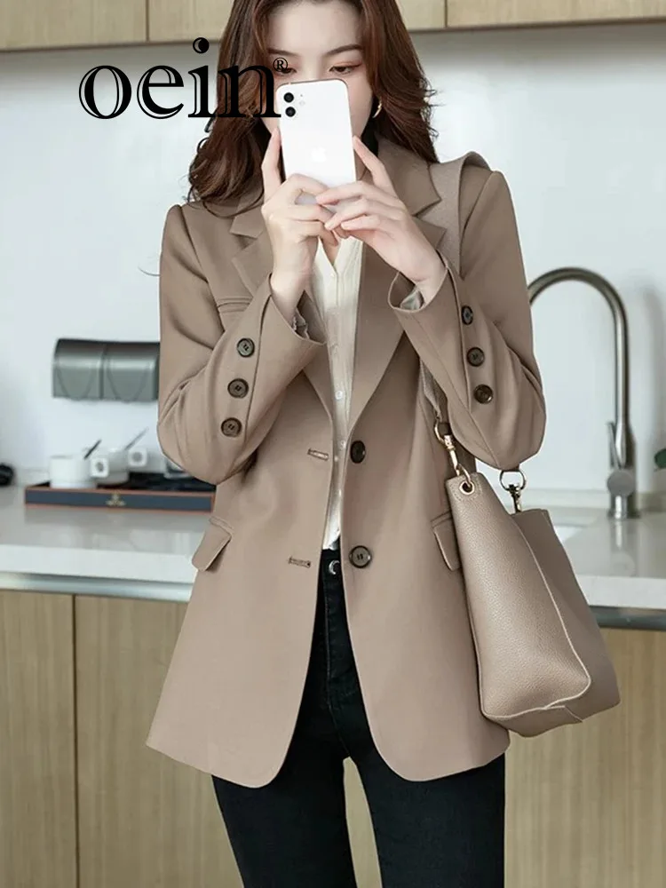 

[oein] Suit Jacket Women In Spring And Autumn 2024, New High-end Style Explosive Street Small Suit, Coffee Color Casual Korean