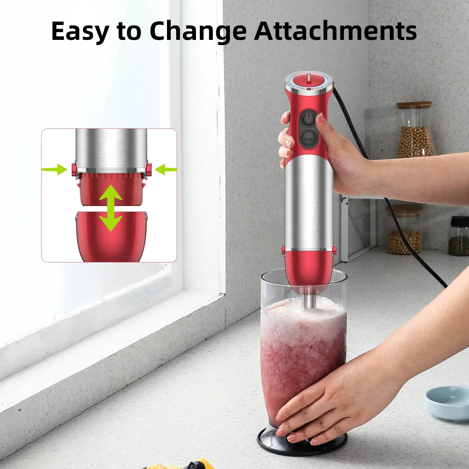 5-in-1 1000W Handheld Kitchen Blender – 12-Speed Stick Blender 3
