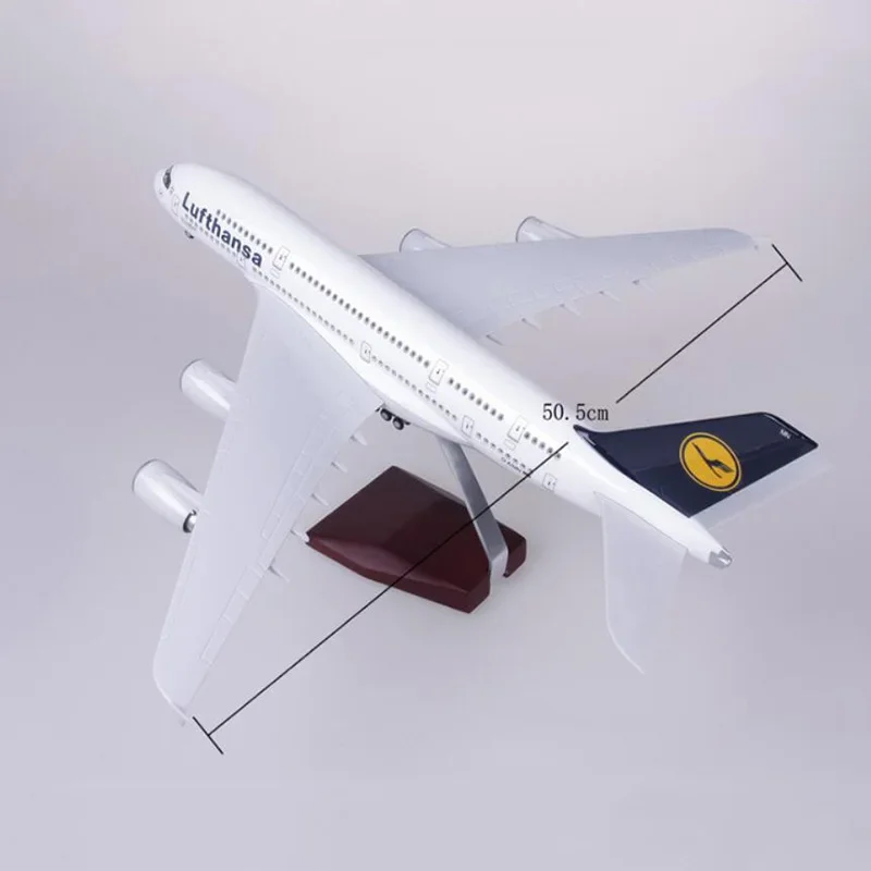 1/160 Schaal 50.5CM Vliegtuig Airbus A380 Lufthansa Luchtvaartmaatschappij Airways Model W Licht en Wiel Diecast Plastic Hars Vliegtuig Collection