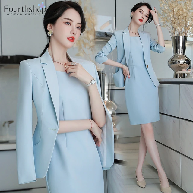 2023 Elegante Roze Jurk Past Vrouwen Mode Pak Blazer Set Office Lady Werk Formele 2 Delige Set Vrouwelijke Kleding outfits