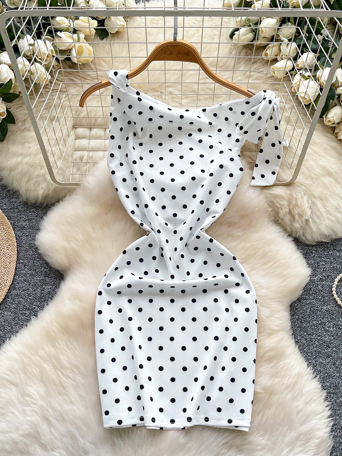 

Женская облегающая юбка-карандаш в горошек с завышенной талией в корейском стиле для лета