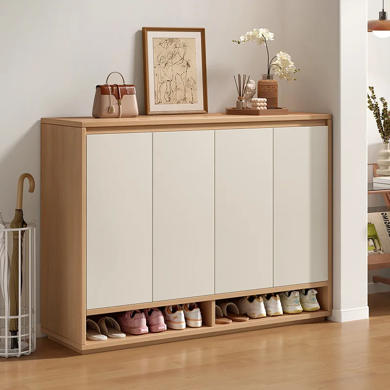 Shoe Cabinet Storage Integrated Elevator Entrance Solid Wood Shoe Rack Space Saving Hotel Bench Armoire De Rangement Furniture