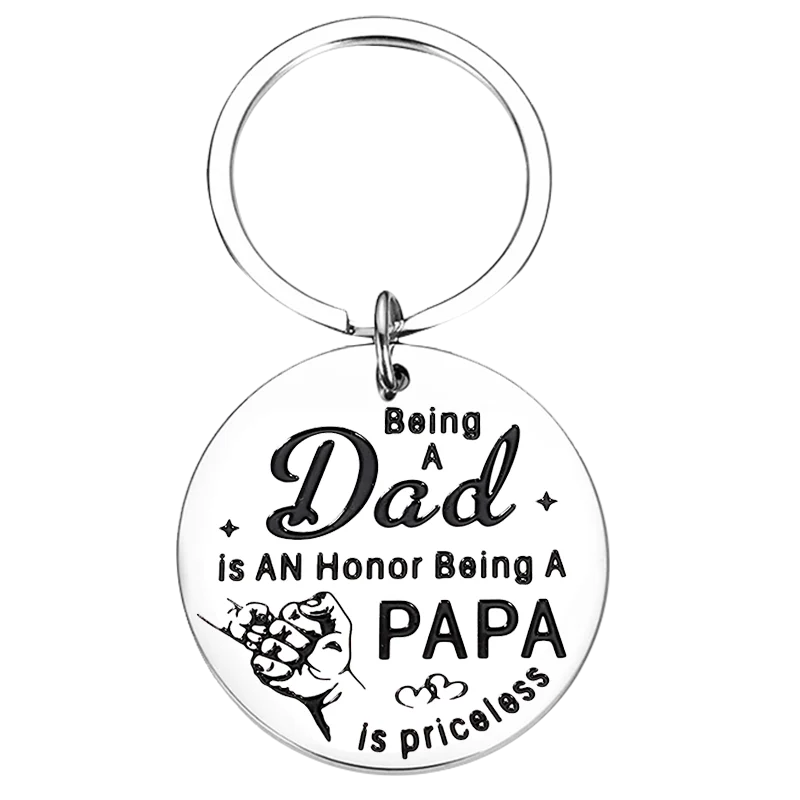 New Fathers Day Keychain Pendant Dad Papa Father Key Chain New Daddy to Be First Time Dad Stepdad Gifts