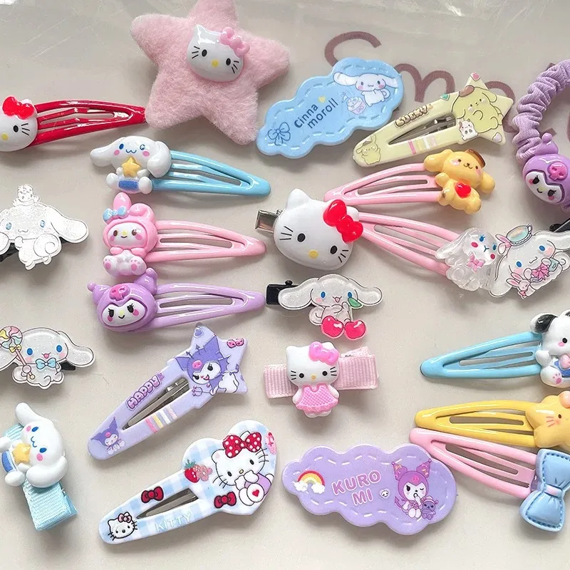 21pcs Kitty Hair Clip Sanrio Hair Clip Cute Kitty 50th Anniversary Girl Kawaii Kitty Braided Hair Accessories Gift Selection