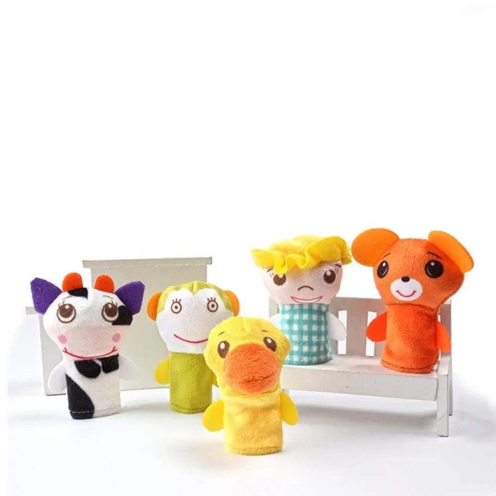 5Pcs Cute Cartoon Animal Hand Doll Finger Puppet Newborn Baby Children Story Soothing Soft Plush Doll Early Education Toy Gifts