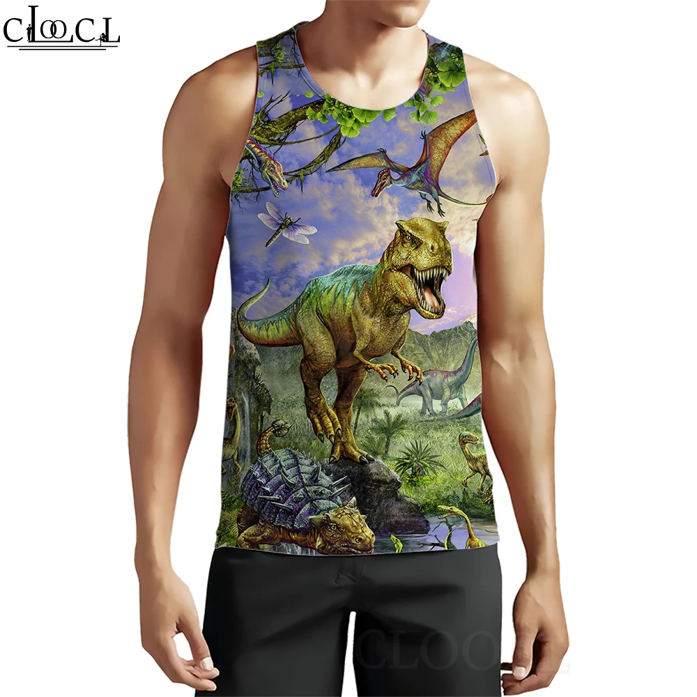 

Men Tank Tops Animal Dinosaur 3D Graphics Vest Casual Style Streetwear Fashion Fitness Sleeveless Pullover Tops