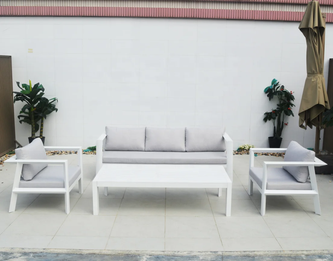 

Rope Furniture Set Hotel Furniture Event Sofa Aluminum Hot Sale 4 Pieces 3 Seat Modern Metal Garden Outdoor