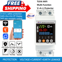 TUYA WIFI protector JJMVPD-63LWS Smart Switch Energy Meter Kwh Meter 63A Circuit Breaker Timer with voltage current and leakage