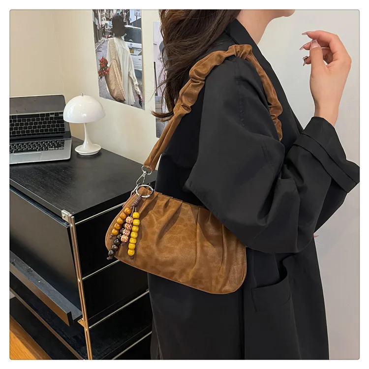 

Уникальная нишевая женская сумка с леопардовым принтом, новинка осени/зимы 202, ретро сумка через плечо, супер популярная мятая сумка через плечо под мышками