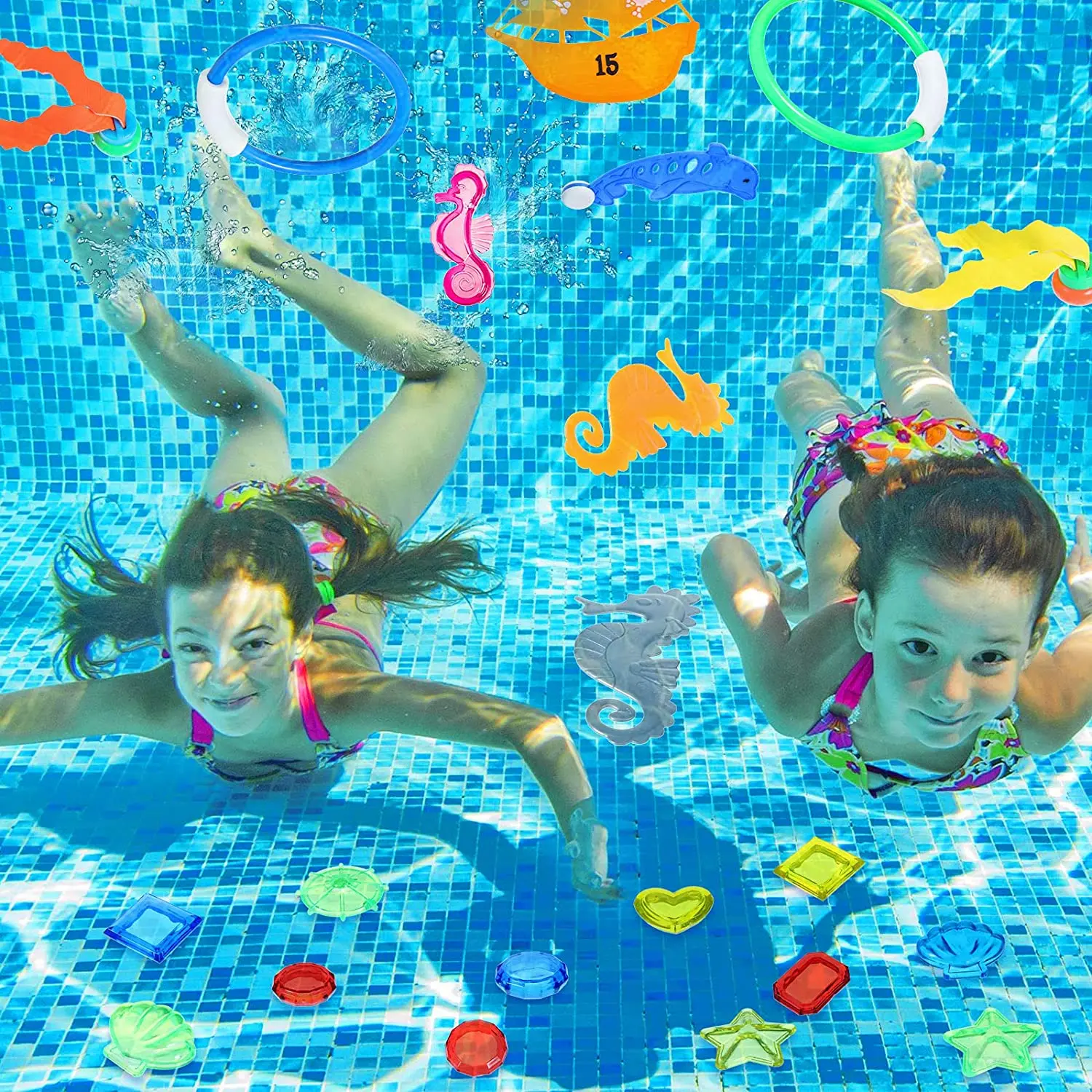 Bambini estate nuoto polpo piscina giocattoli per immersioni bambini sport acquatici giochi d'acqua giocattoli bastone per immersioni Set di gemme giocattolo per afferrare sott'acqua