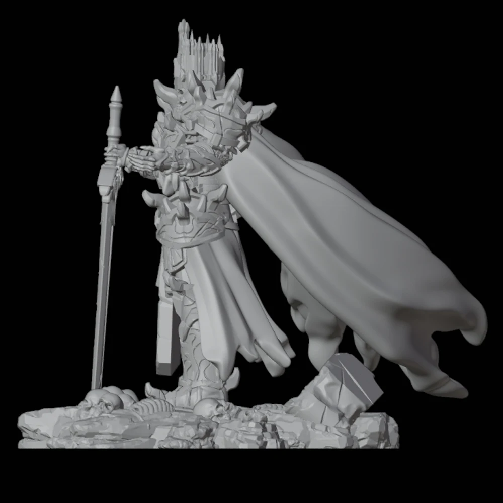 1/24 Skeleton King Grey Resin Figurine Toy Unpainted GK Doll Unassembled 3D Print Assembly Miniature Reduction Statue Toys