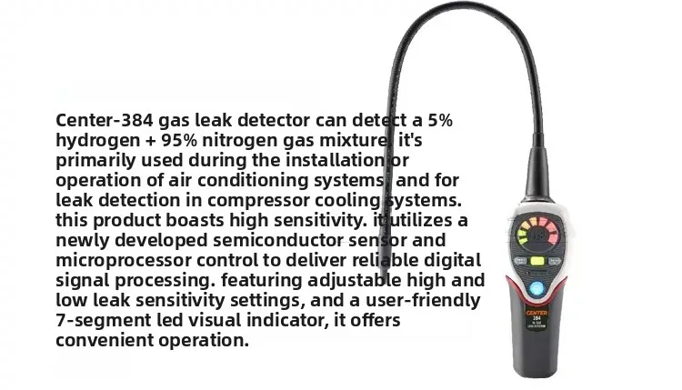 Utility Portable 384 Hydrogen Leak Detector Sensitive H2 Sensor 5% H2 Nitrogen Mixture Analyzer Safety Monitor with Storage Case