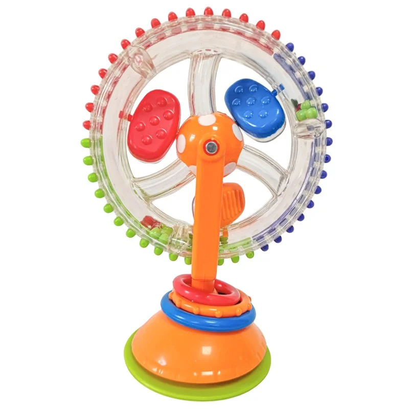 Rotierende Riesenrad-Rassel für Babys mit Saugnapf, Rasselspielzeug für die frühe Entwicklung, lustiges Fütterungsspielzeug für Babys und Kleinkinder