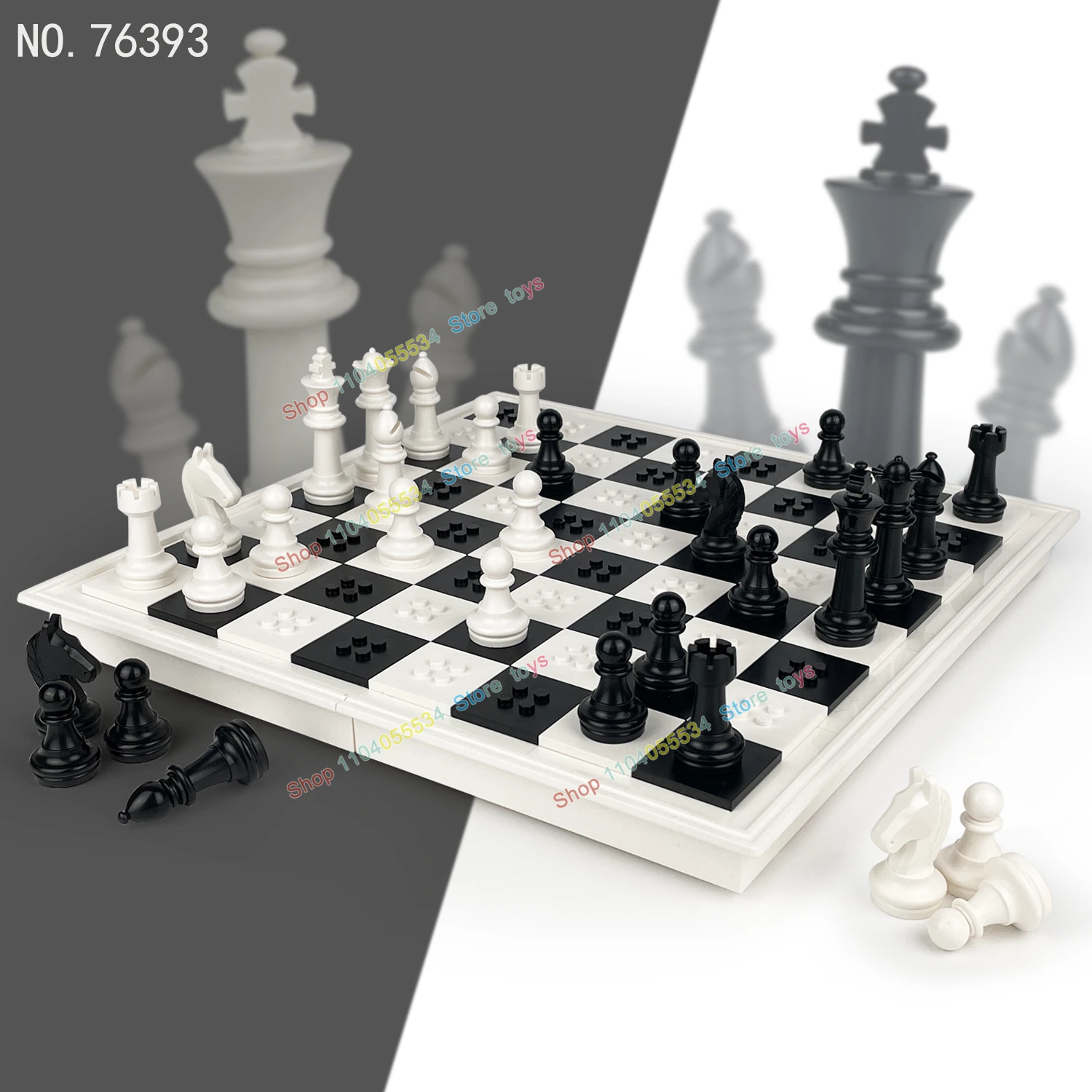 

76396 Chess Set Top MOC Medieval Heavy Armor Knights Traditional Chessboard Building Blocks Bricks Children Festival Gifts