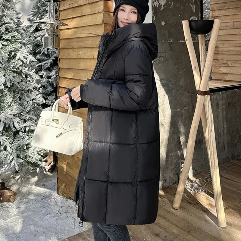 ผู้หญิงยาวลงผ้าฝ้ายCoat,หนาเสื้อแจ็คเก็ต,ลําลองHooded Parker Overcoat,แฟชั่นหญิง,ฤดูใบไม้ร่วง,ฤดูหนาว,ใหม่