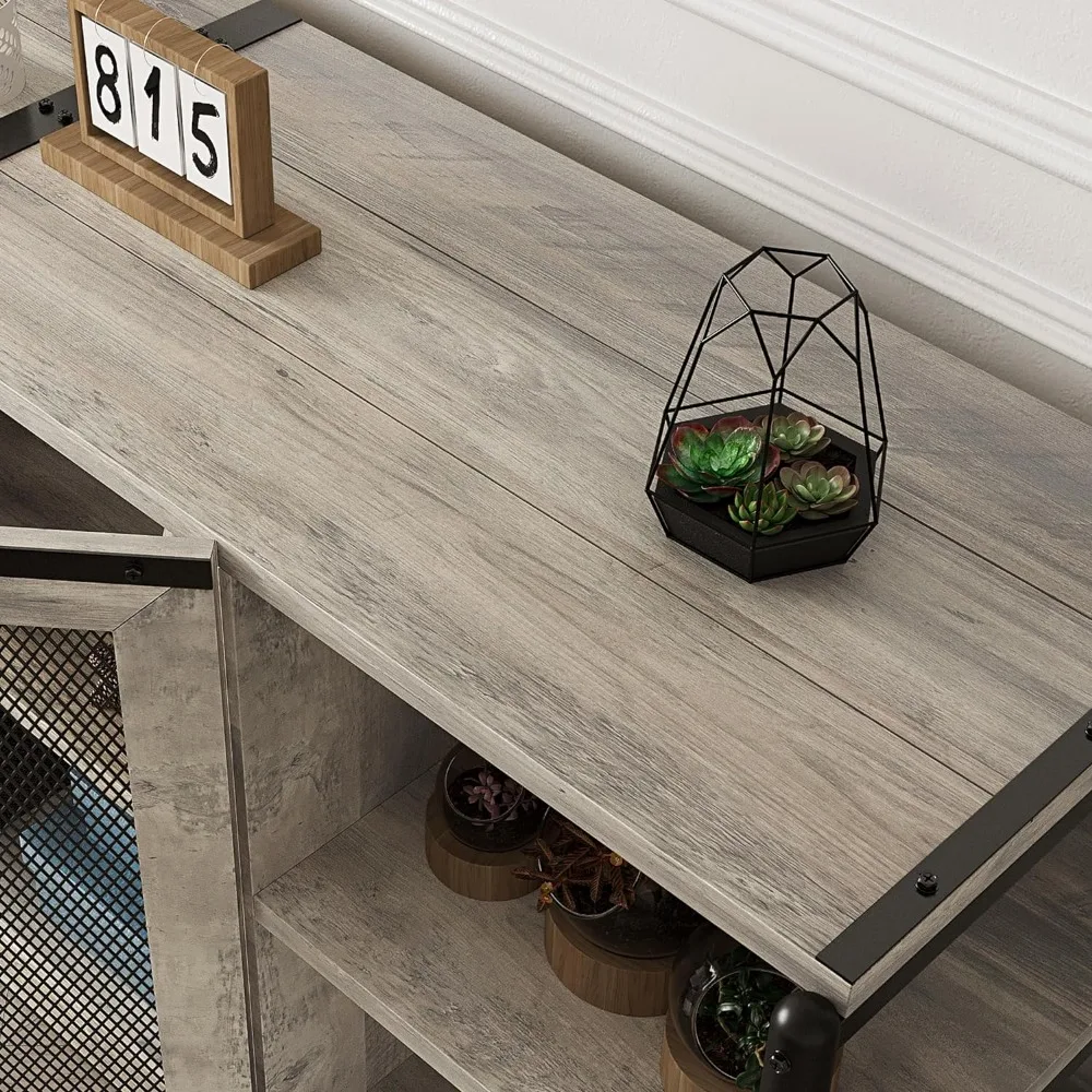 Industrial Entertainment Center TV Stand, cinza rústico