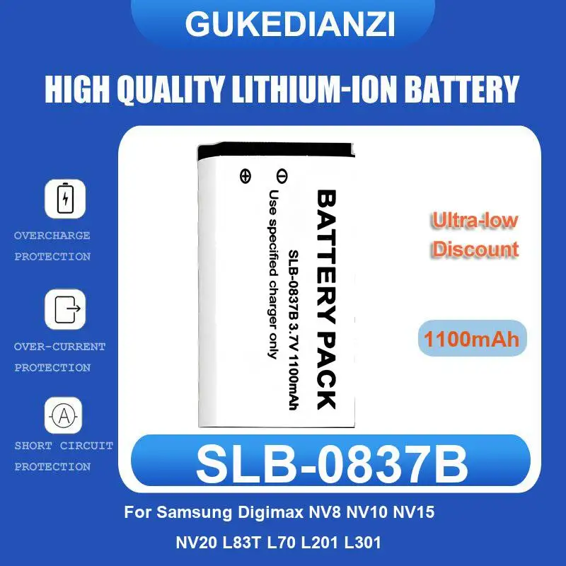 Battery For Samsung Digimax NV8 NV10 NV15 NV20 L83T L70 L201 L301 SB-L110A SB-L160 SB-L320 VP-L500 PL150 PL151 ST45 ST50 ST500