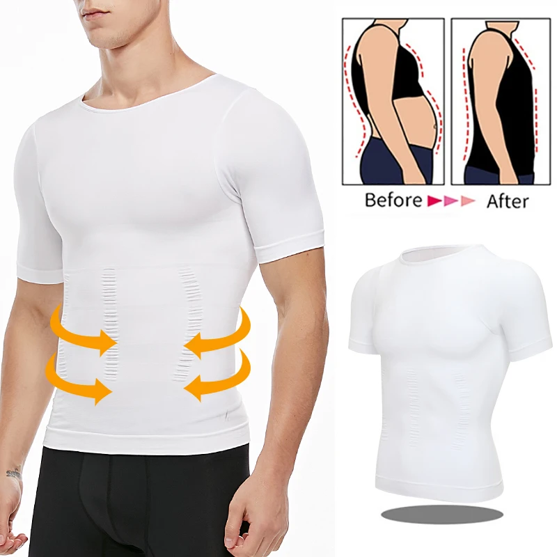 Compression Shirts for Men Slimming Shirt Body Shaper Vest to Hide Gynecomastia Moobs Base Layer Workout Tank Tops Shapewear