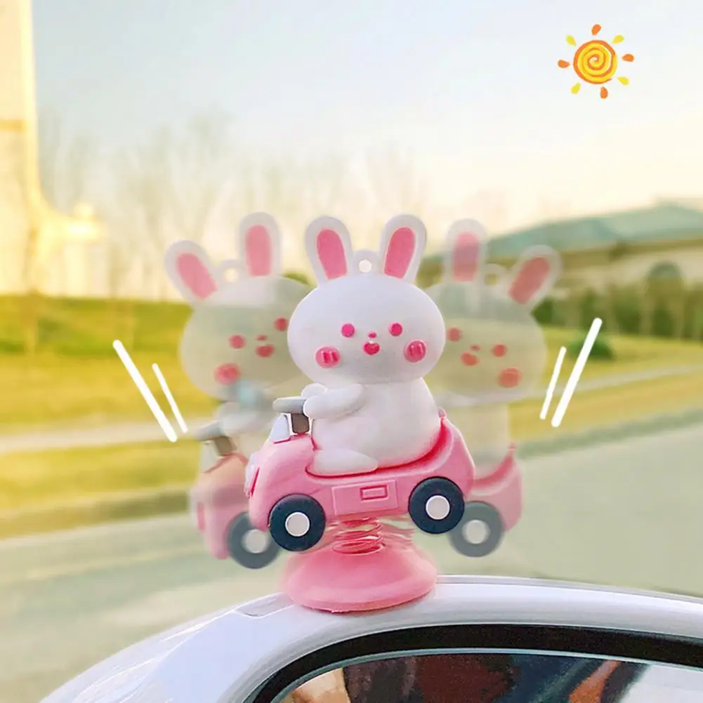 5 Styles Shaking Rabbit Bear Car Ornament Spring Design Cartoon Animal Panda Dog Desktop Ornament Dashboard Decoration