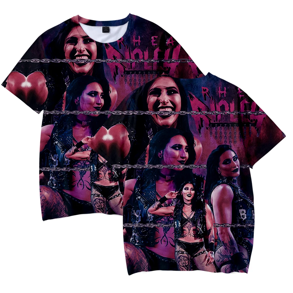 Rhea Ripley Merch 티셔츠 Merch 반소매 티셔츠 유니섹스 힙합 탑 유니섹스 패션 Rhea Ripley Lover streetwear 티셔츠 선물