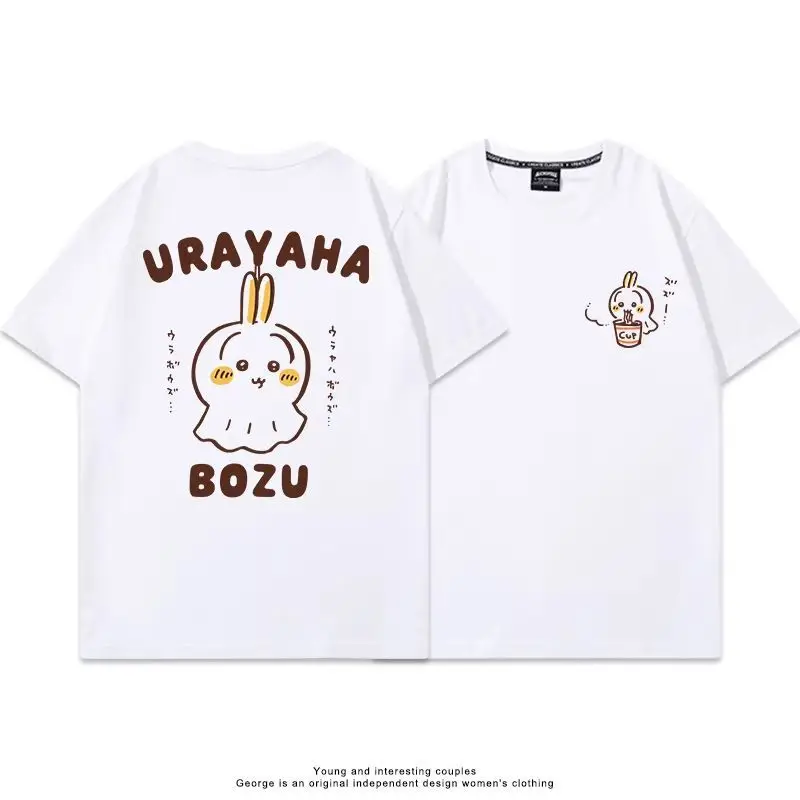 Kawaii Chiikawa Short Sleeve T-Shirt Cotton Graphic Tee Hand Drawn Print Soft Breathable Summer Women Men and Kids Casual Shirt