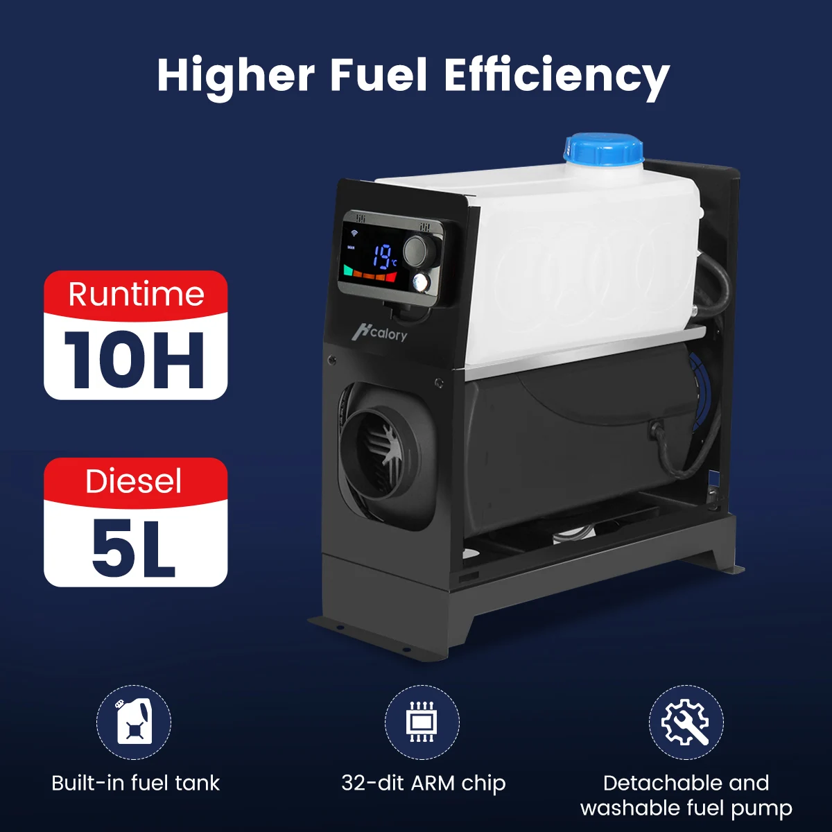 HCALcocktail-Chauffage à air diesel portable, chauffage de stationnement intégré, trou unique tout-en-un avec télécommande, 12V, 8KW