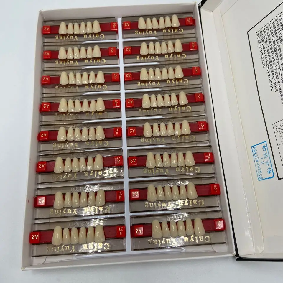 96pcs M 6*1 8*1 Dental Material Colored Jade Front Teeth Synthetic Resin Teeth Upper Molars Dental Complete Dentures Resin Teeth