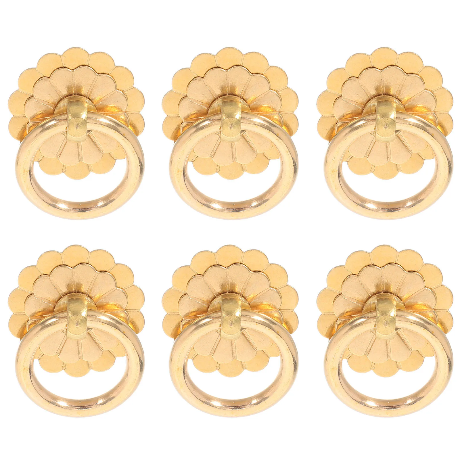 

6Pcs Vintage Style Round Brass Drawer Pulls Handles for Cabinet Wardrobe Dresser Retro Decorative Hardware Knobs