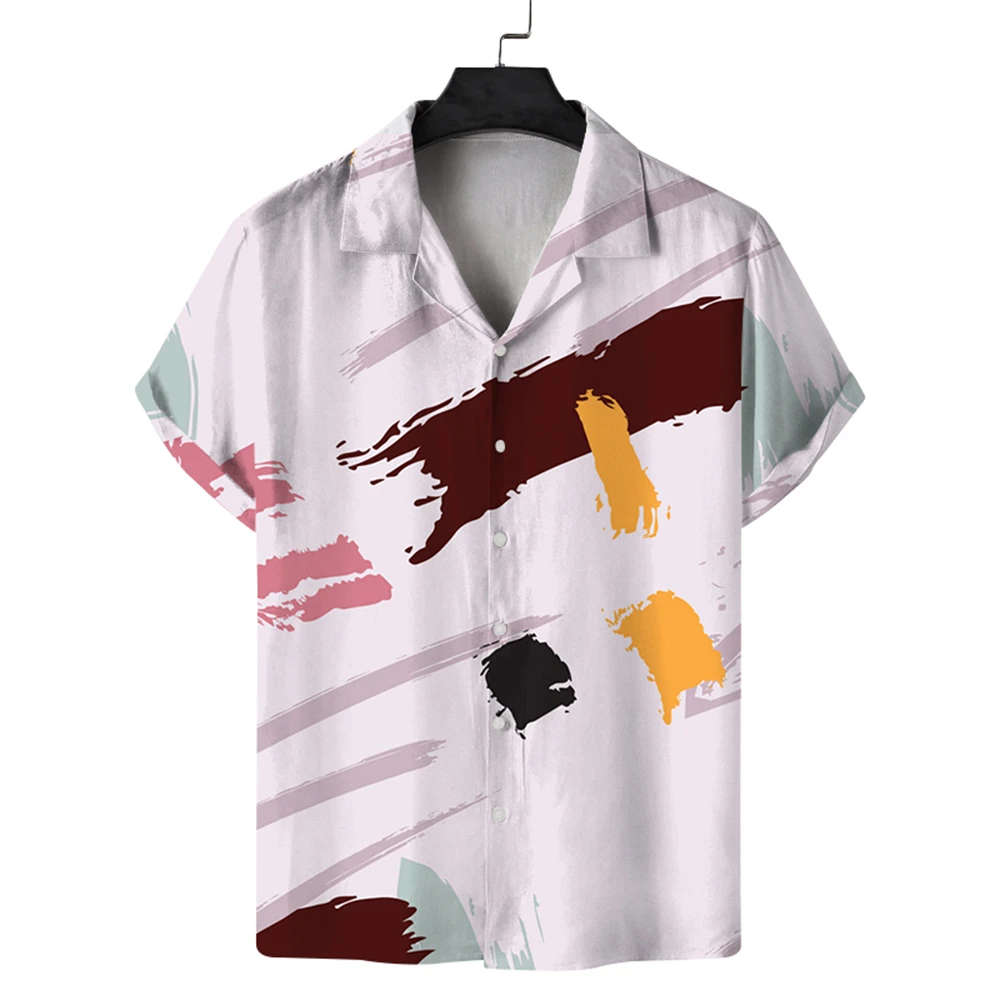 

Men's Summer3d Graffiti Oil Style Painting Printed Shirt Men Fashion Streetwear Tee Hawaiian Beach Casual Lapel Plus Size Shirts